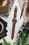 Morellato ABETE Buffalo-Embossed Vegan Leather Watch Strap in GOLD BROWN