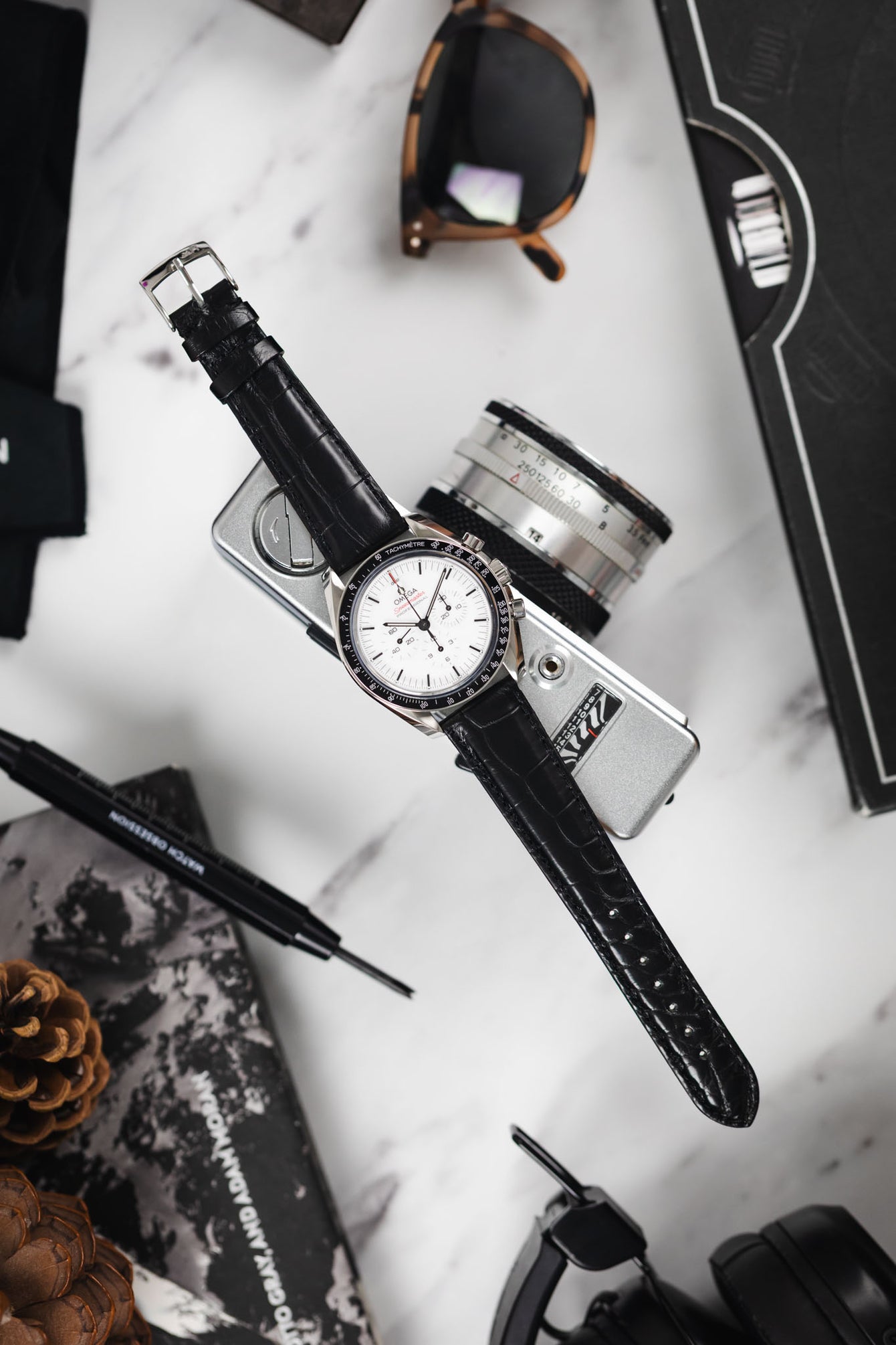 Morellato AMADEUS Genuine Alligator Watch Strap in BLACK