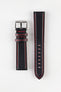 Morellato BIKING Carbon Fibre-Embossed Calfskin Leather Watch Strap in BLACK with RED Stitching