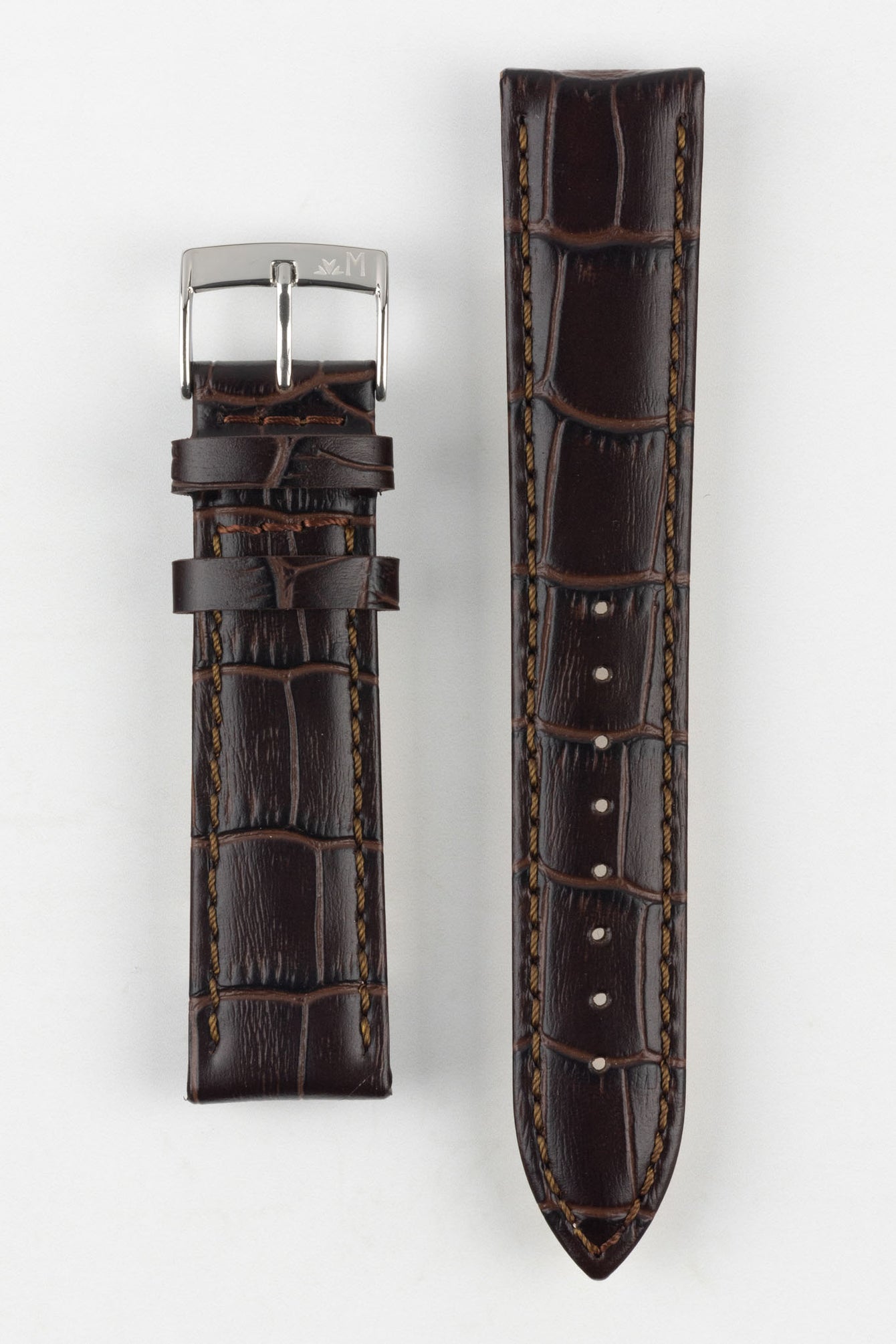 Morellato BOLLE Alligator-Embossed Calfskin Leather Watch Strap in BROWN