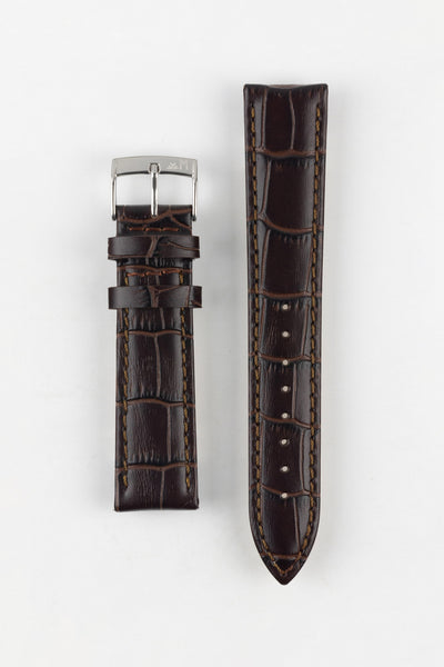 Morellato BOLLE Alligator-Embossed Calfskin Leather Watch Strap in BROWN