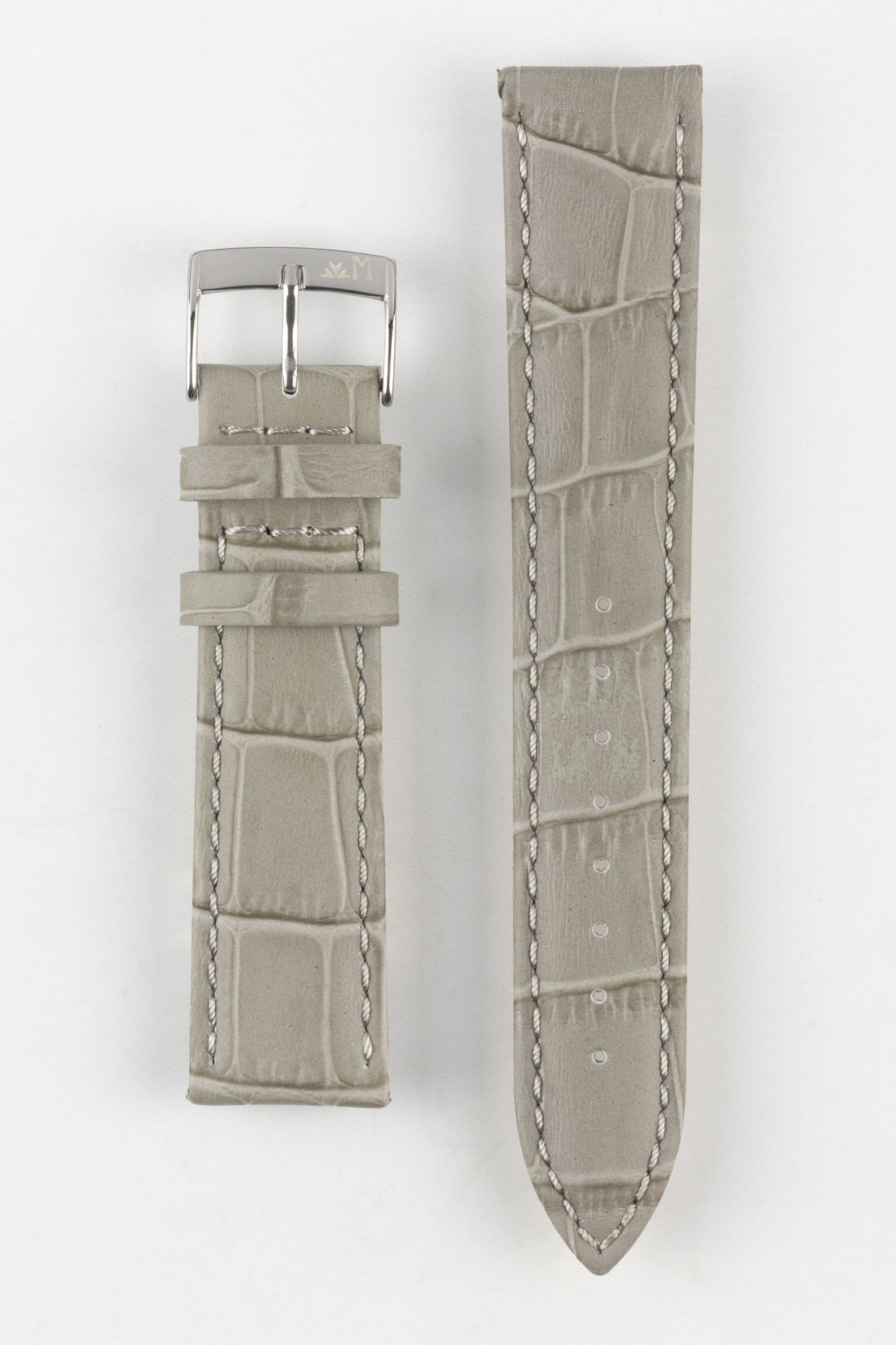 Morellato BOLLE Alligator-Embossed Calfskin Leather Watch Strap in LIGHT GREY