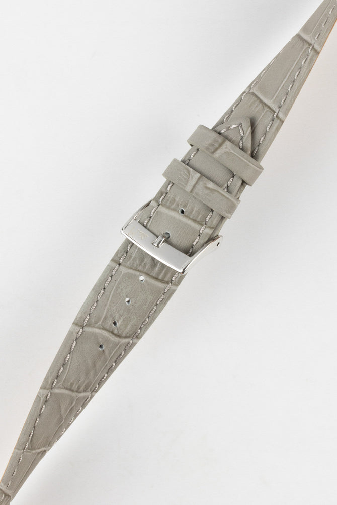 Morellato BOLLE Alligator-Embossed Calfskin Leather Watch Strap in LIGHT GREY