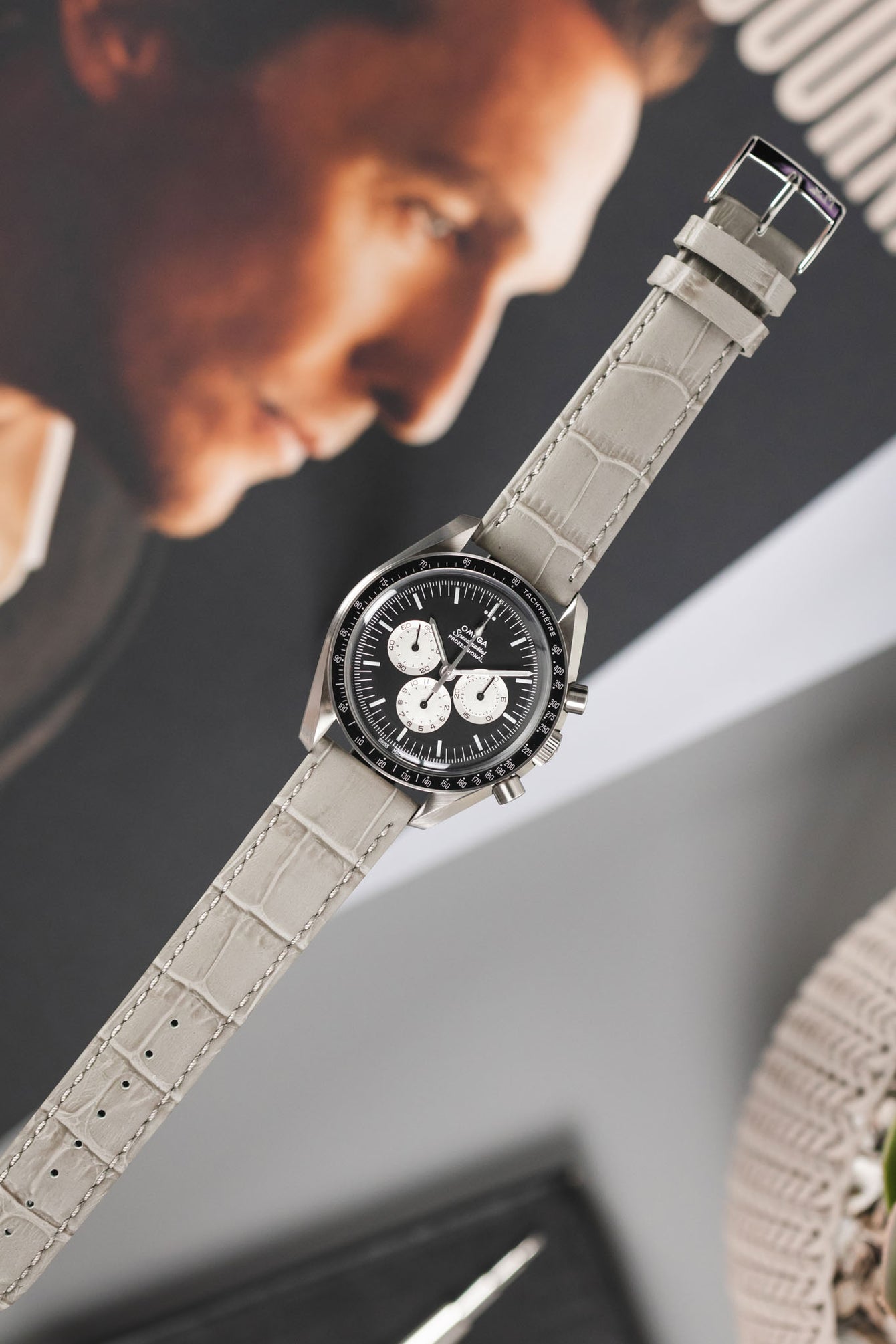 Morellato BOLLE Alligator-Embossed Calfskin Leather Watch Strap in LIGHT GREY