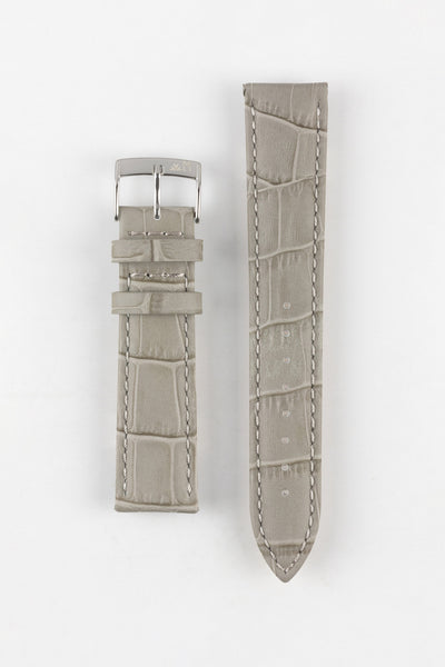 Morellato BOLLE Alligator-Embossed Calfskin Leather Watch Strap in LIGHT GREY