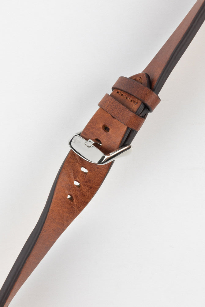 Morellato BRAMANTE Vintage Calfskin Leather Watch Strap in GOLD BROWN