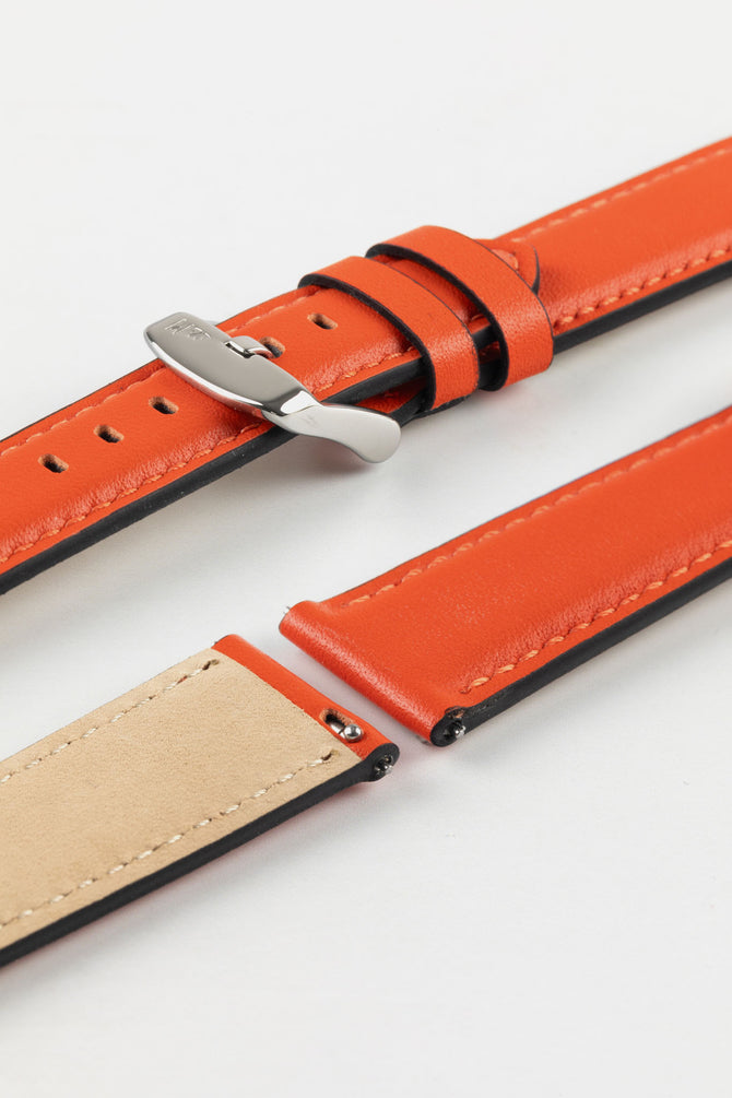 Morellato CROQUET Quick-Release Leather Watch Strap in ORANGE