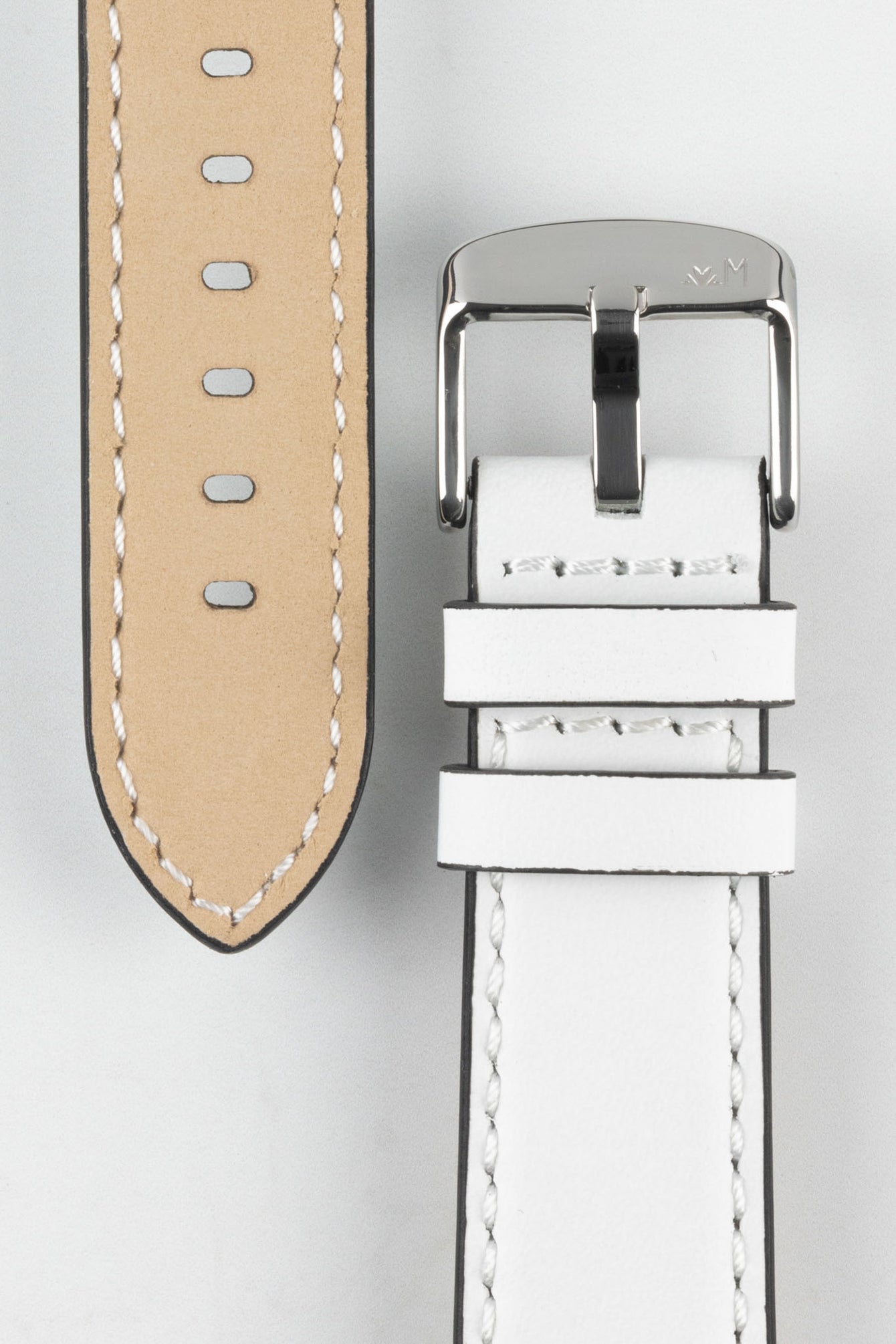 Morellato CROQUET Quick-Release Leather Watch Strap in WHITE