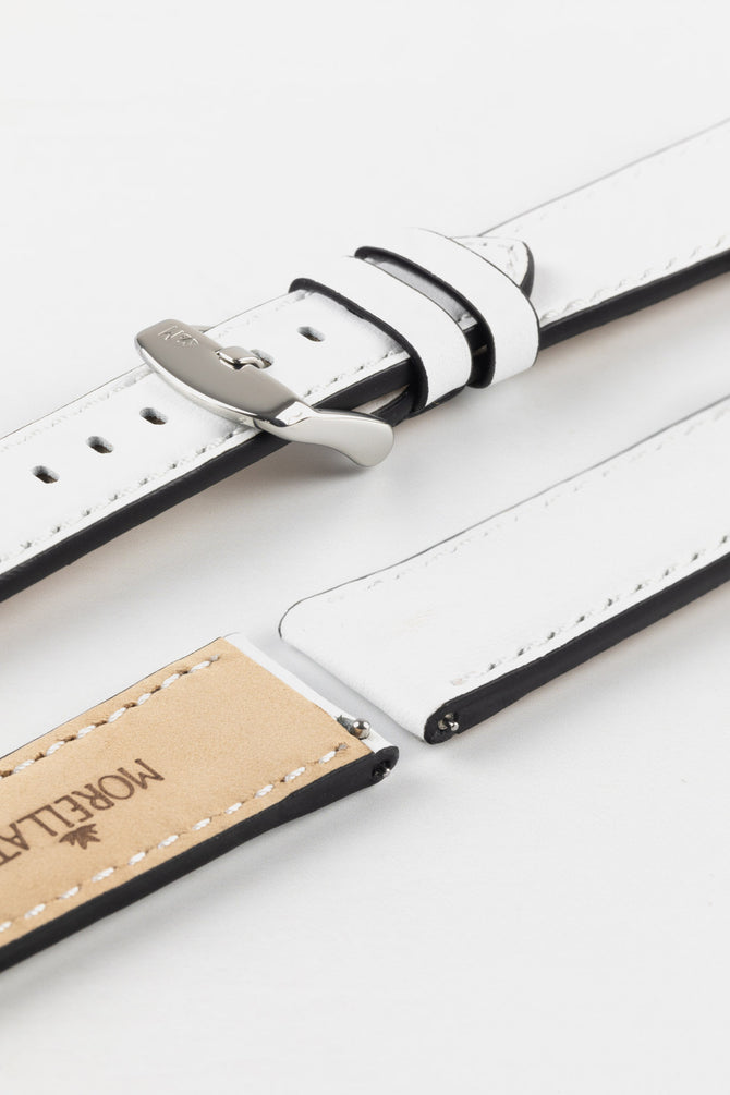 Morellato CROQUET Quick-Release Leather Watch Strap in WHITE