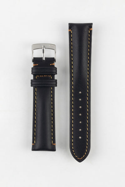 Morellato DERAIN Smooth Calfskin Leather Watch Strap in BLACK