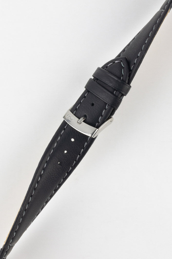 Morellato GINEPRO Buffalo-Grain Vegan Leather Watch Strap in BLACK