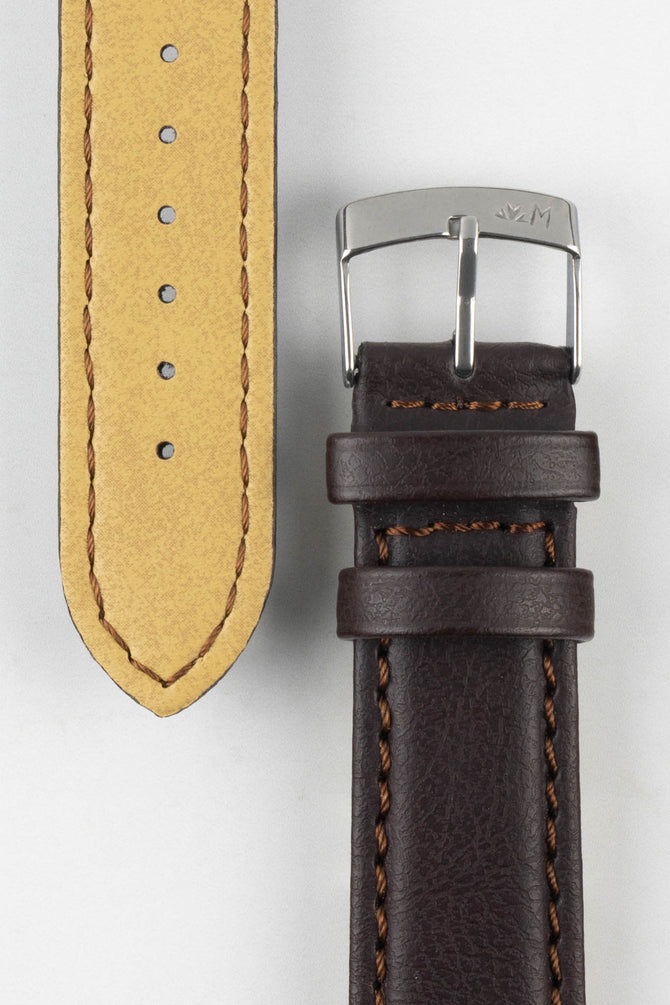 Morellato GINEPRO Buffalo-Grain Vegan Leather Watch Strap in BROWN