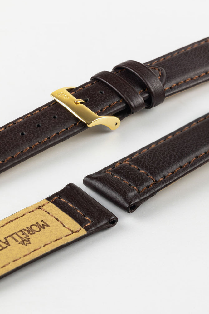 Morellato GINEPRO Buffalo-Grain Vegan Leather Watch Strap in BROWN