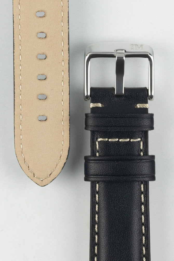 Morellato GIORGIONE Smooth Calfskin Leather Watch Strap in BLACK