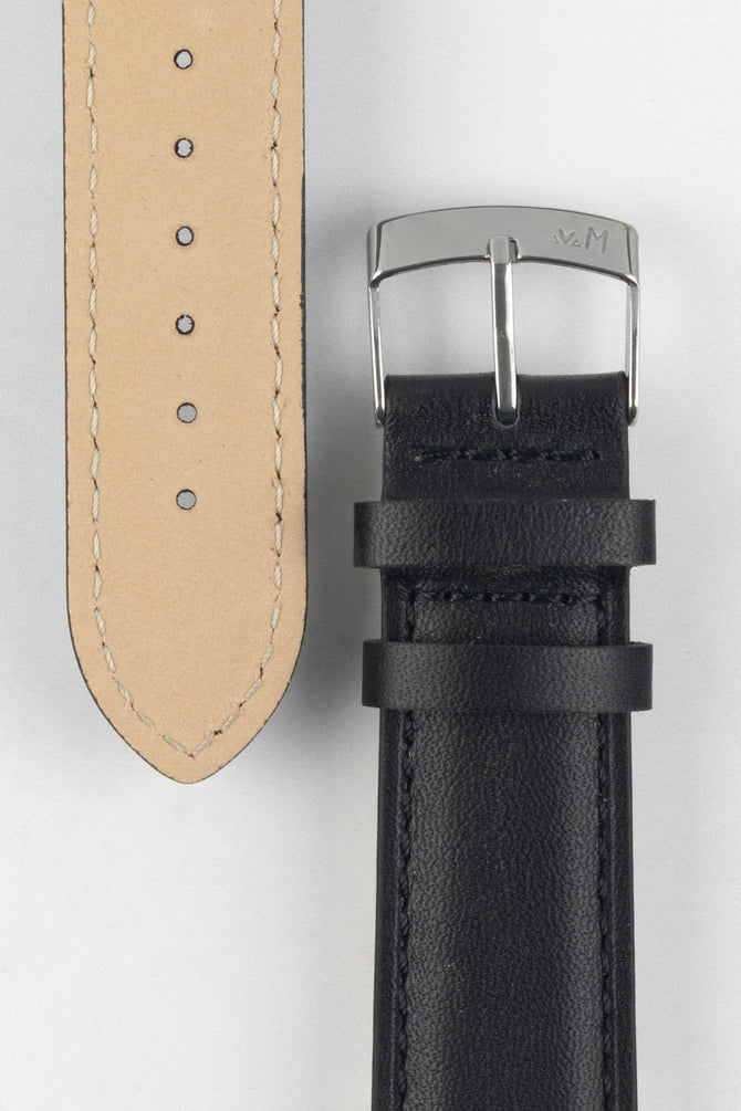 Morellato GRAFIC Calfskin Leather Performance Watch Strap in BLACK