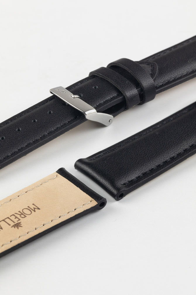 Morellato GRAFIC Calfskin Leather Performance Watch Strap in BLACK