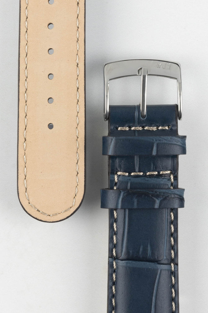 Morellato GUTTUSO Alligator-Embossed Leather Watch Strap in BLUE