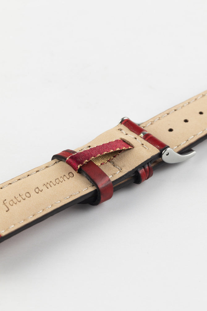 Morellato GUTTUSO Alligator-Embossed Leather Watch Strap in BURGUNDY