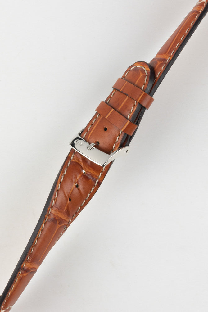 Morellato GUTTUSO Alligator-Embossed Leather Watch Strap in GOLD BROWN