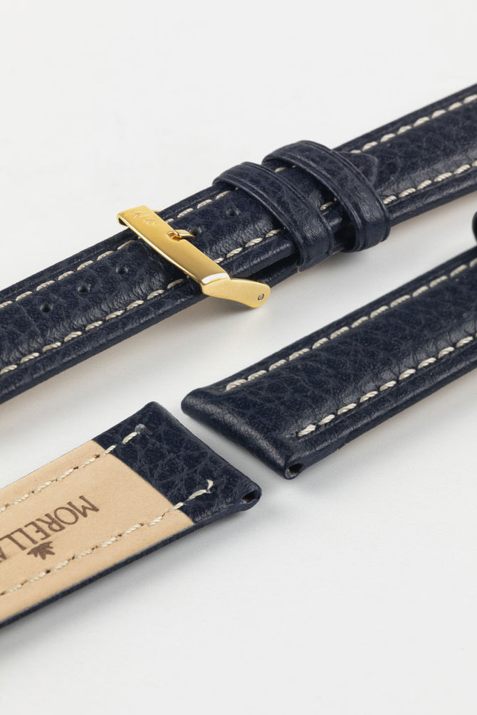 Morellato KUGA Padded Calfskin Leather Watch Strap in BLUE