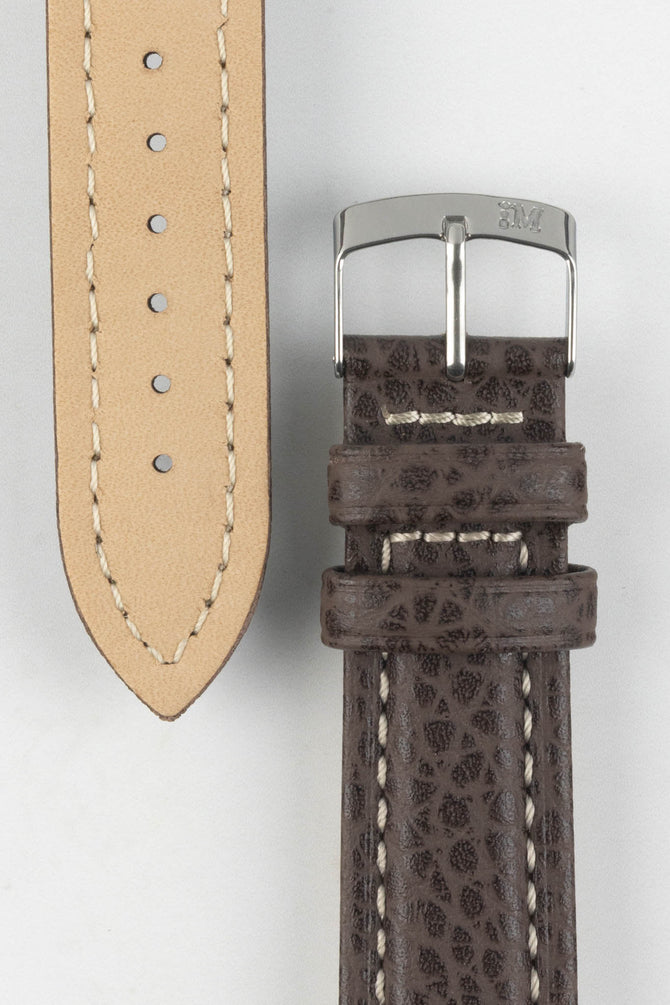Morellato KUGA Padded Calfskin Leather Watch Strap in DARK BROWN