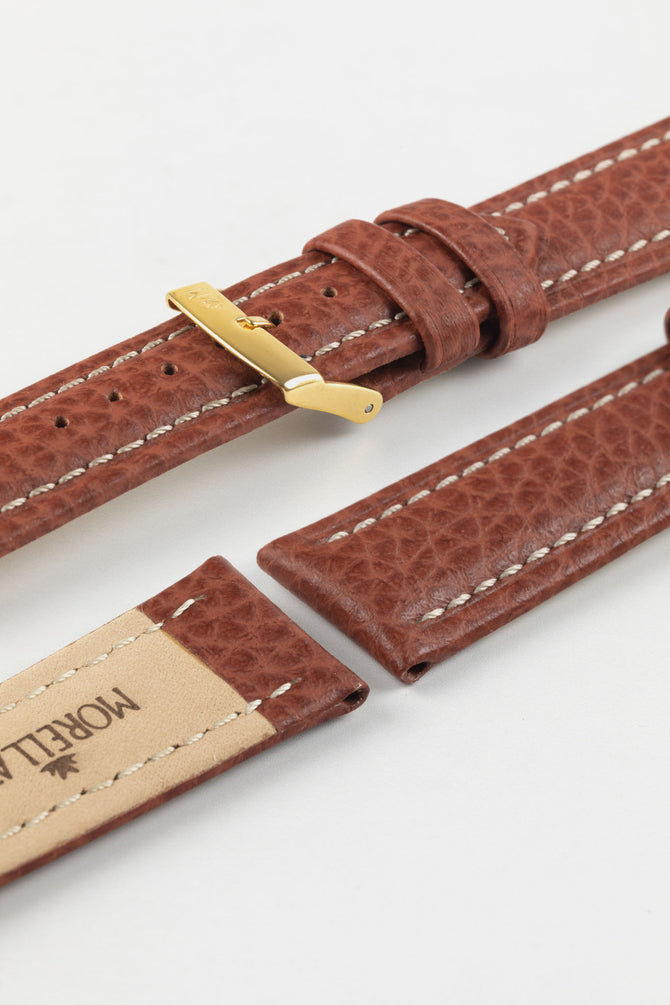 Morellato KUGA Padded Calfskin Leather Watch Strap in GOLD BROWN
