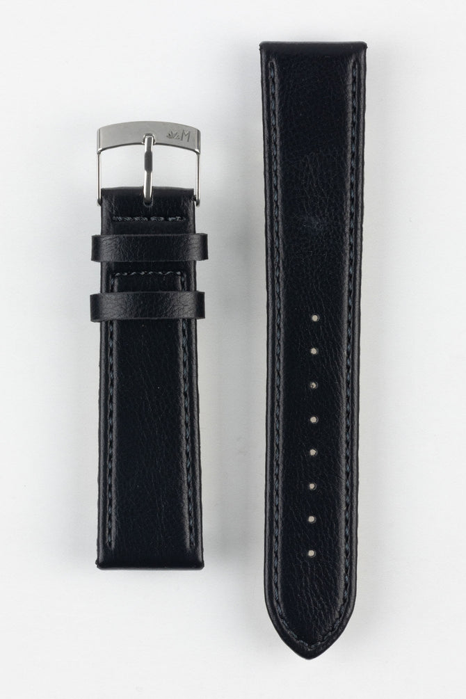 Morellato LAURO Goatskin-Grain Vegan Leather Watch Strap in BLACK