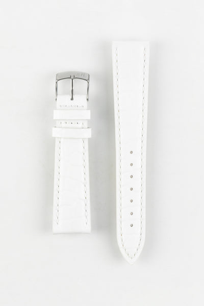 Morellato LIVERPOOL Crocodile-Embossed Calfskin Leather Performance Watch Strap in WHITE