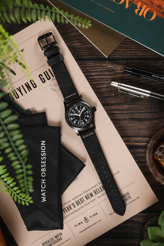 Morellato PAROS Recycled Leather-Fibre Watch Strap in BLACK