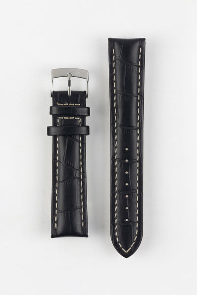 Morellato PLUS Alligator-Embossed Calfskin Leather Watch Strap in BLACK