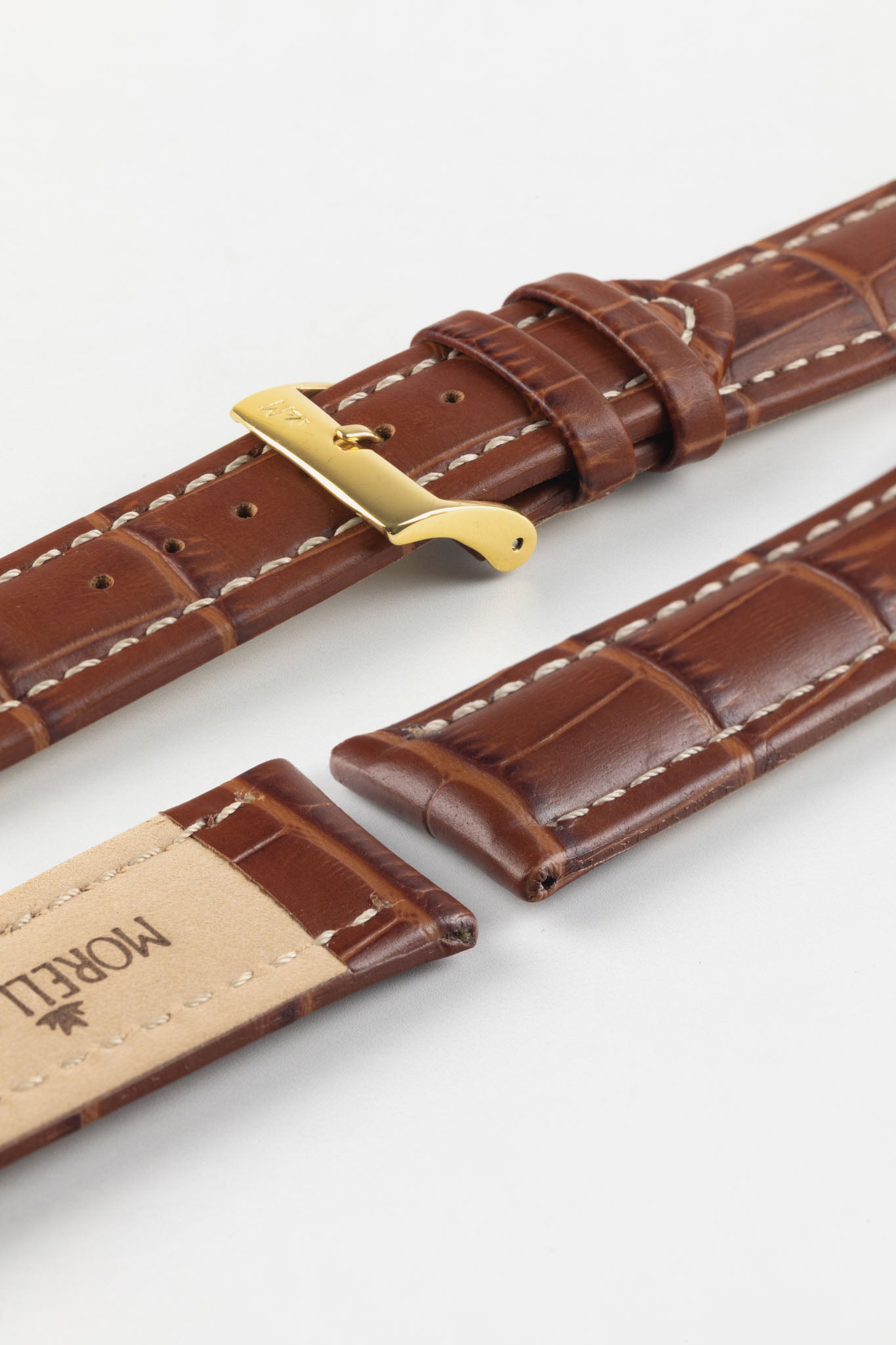 Morellato PLUS Alligator-Embossed Leather Watch Strap in GOLD