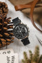 Morellato POLLOCK Vintage Lug-Stitched Calfskin Leather Watch Strap in BLACK