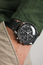Morellato POLLOCK Vintage Lug-Stitched Calfskin Leather Watch Strap in BLACK