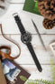 Morellato POLLOCK Vintage Lug-Stitched Calfskin Leather Watch Strap in BLACK