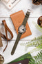 Morellato POLLOCK Vintage Lug-Stitched Calfskin Leather Watch Strap in GREEN