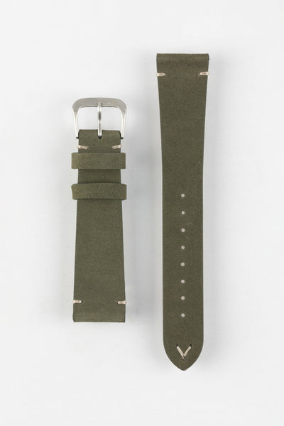 Morellato POLLOCK Vintage Lug-Stitched Calfskin Leather Watch Strap in GREEN