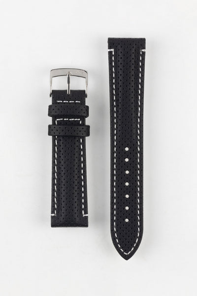 Morellato RACE Motorsport Microfibre Watch Strap in BLACK with WHITE Stitch