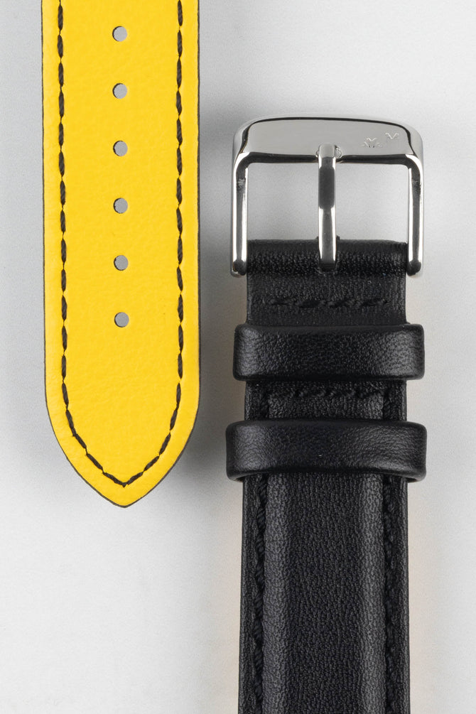 Morellato ROWING Water-Resistant Calfskin Leather Watch Strap in BLACK