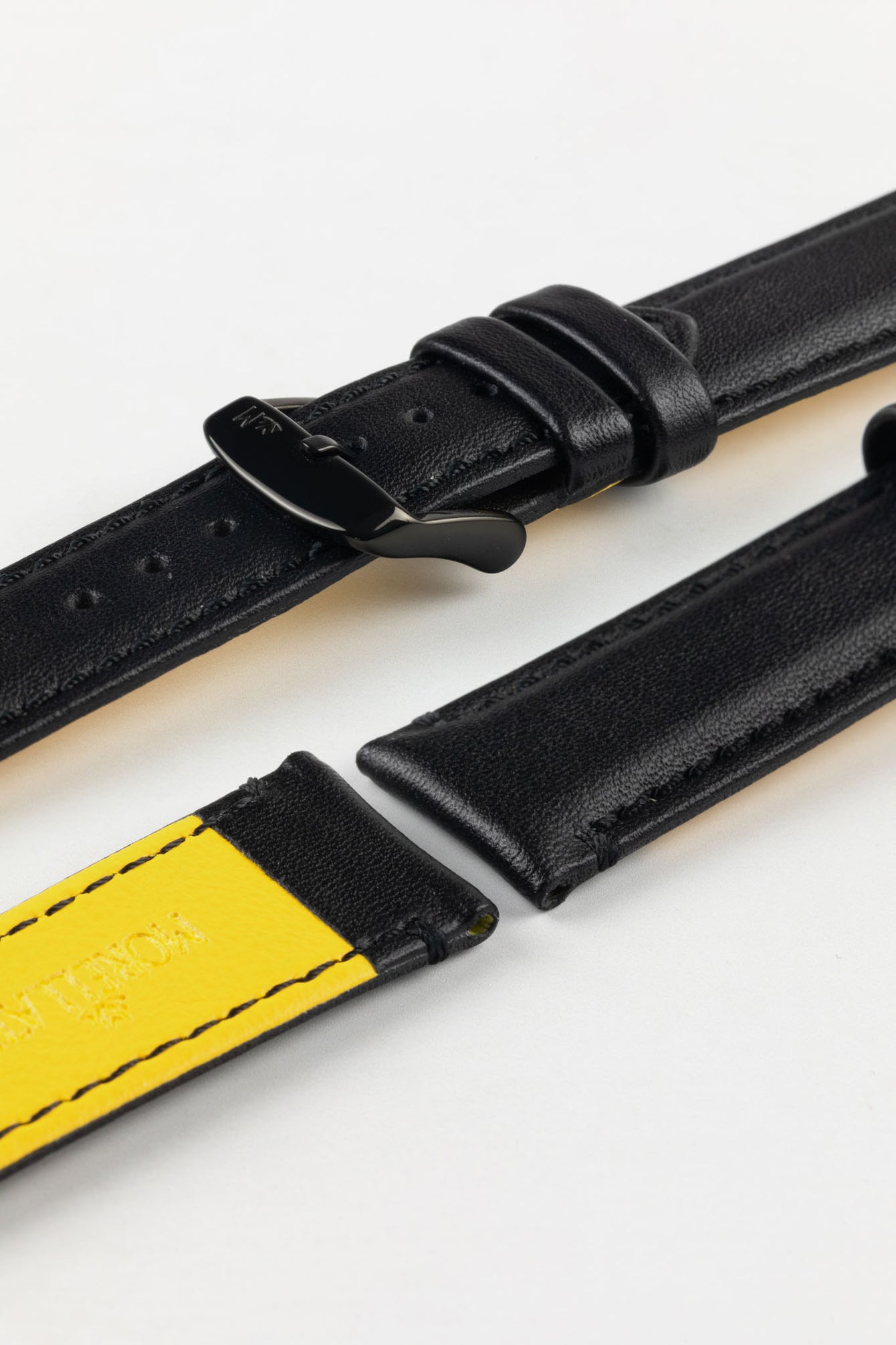 Morellato ROWING Water-Resistant Calfskin Leather Watch Strap in BLACK