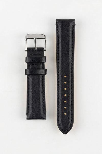 Morellato ROWING Water-Resistant Calfskin Leather Watch Strap in BLACK