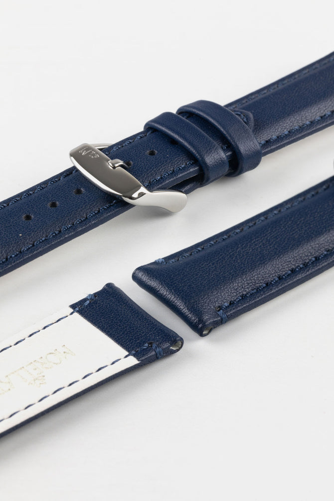 Morellato ROWING Water-Resistant Calfskin Leather Watch Strap in BLUE
