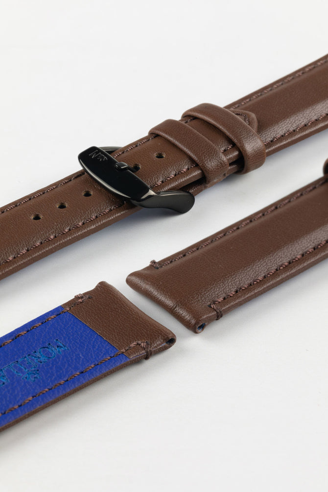 Morellato ROWING Water-Resistant Calfskin Leather Watch Strap in BROWN