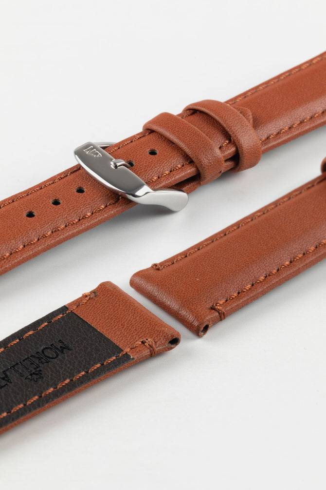 Morellato ROWING Water-Resistant Calfskin Leather Watch Strap in GOLD BROWN