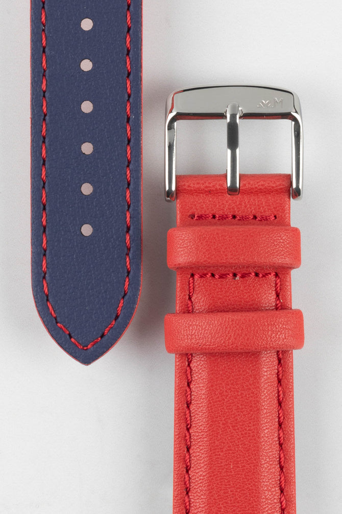 Morellato ROWING Water-Resistant Calfskin Leather Watch Strap in RED