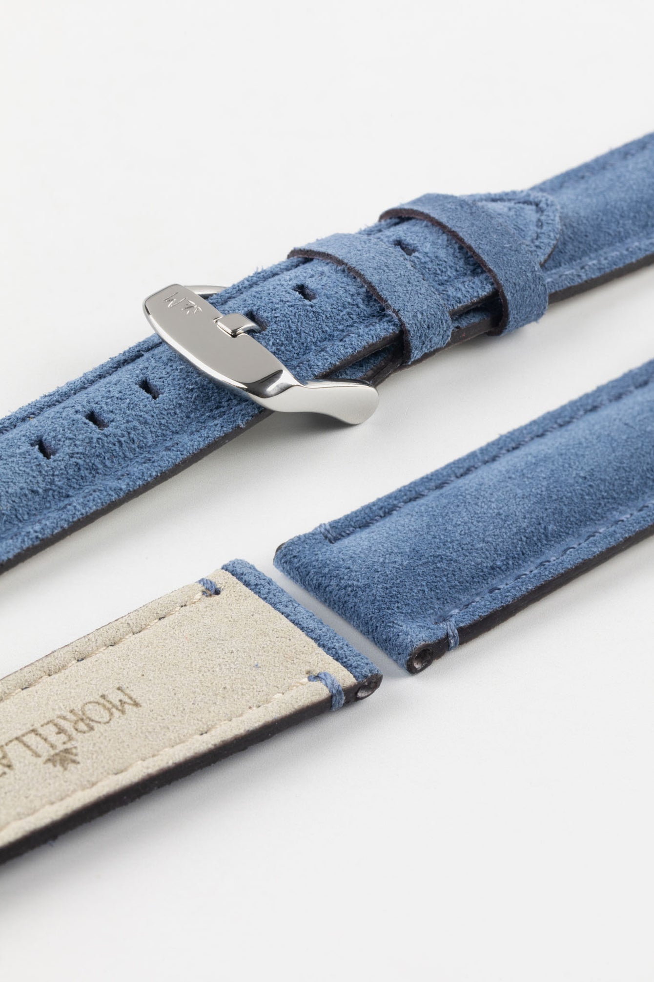 Morellato SCHUMANN blue suede watch strap on wrist with Tudor Black Bay 58 watch. Find your ideal watch strap.