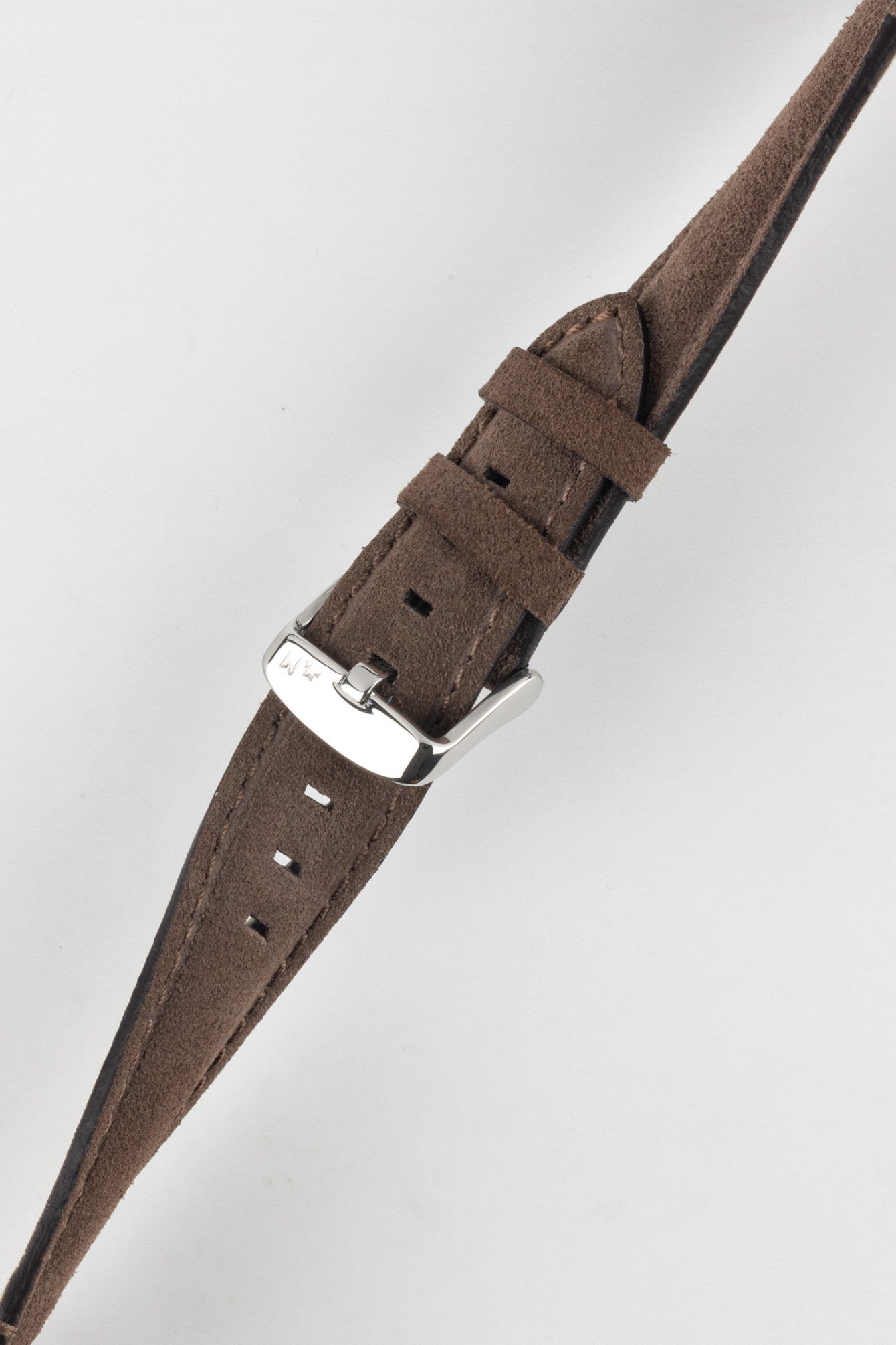 Angled view of Morellato SCHUMANN brown suede watch strap. Discover a wide selection of durable and comfortable watch bands.