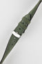 Angled view of Morellato SCHUMANN green suede watch strap. Discover luxurious and comfortable watch accessories online.