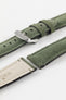 Morellato SCHUMANN green suede watch strap, showing internal branding. High-quality watch straps crafted for lasting style.