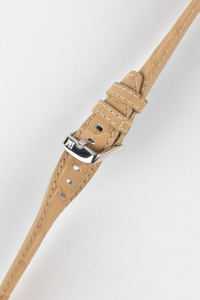 Morellato SOCCER Alligator-Embossed Calfskin Leather Watch Strap in BEIGE