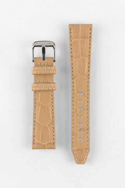 Morellato SOCCER Alligator-Embossed Calfskin Leather Watch Strap in BEIGE